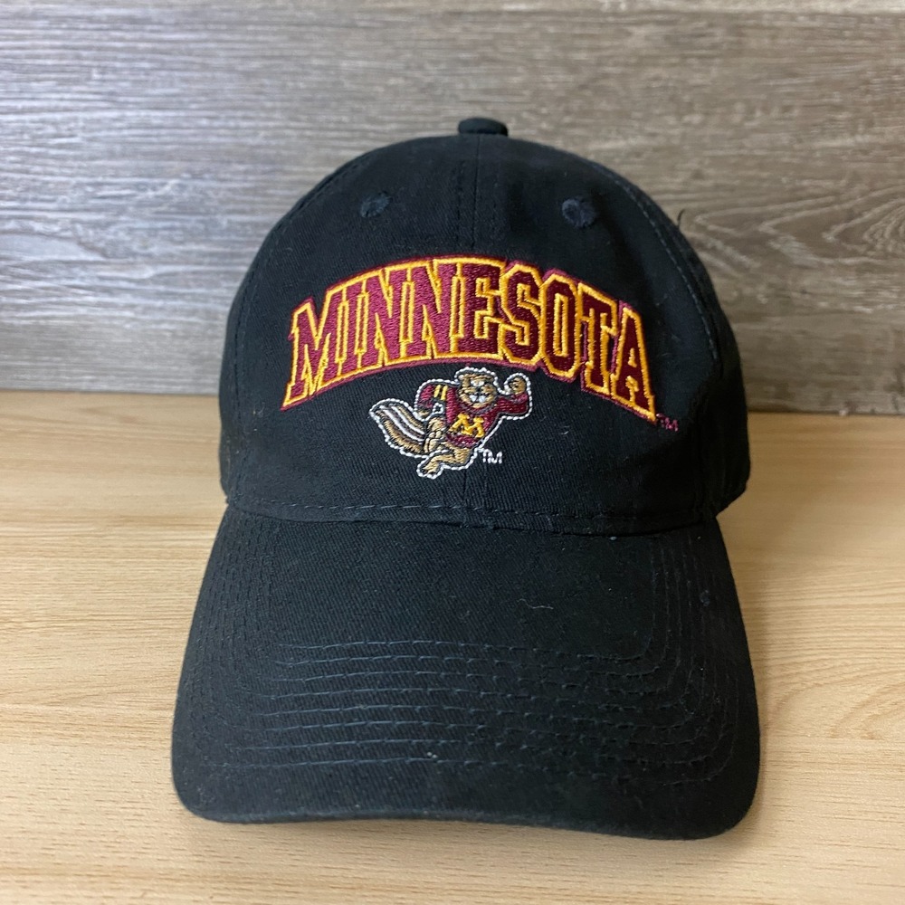 Minnesota Golden Gophers Hat Cap Strap Back Black Game Bar Adjustable
